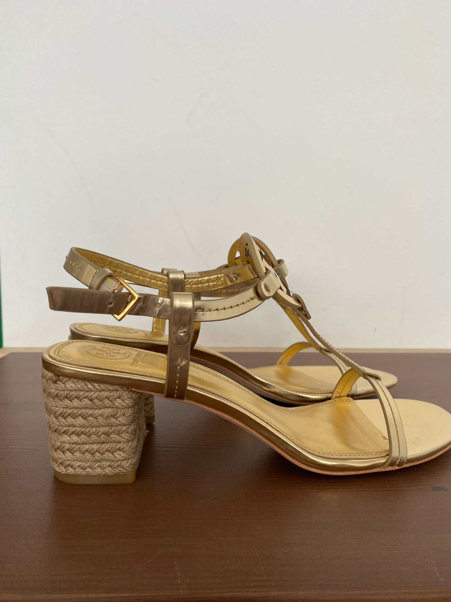 Tory Burch Gold Miller Sandals Size 7