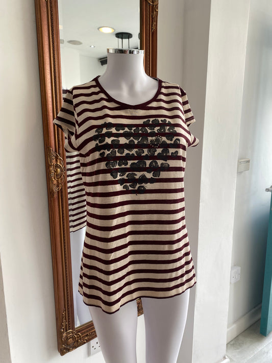 Marc Cain Striped Top with Diamante Heart Size 10