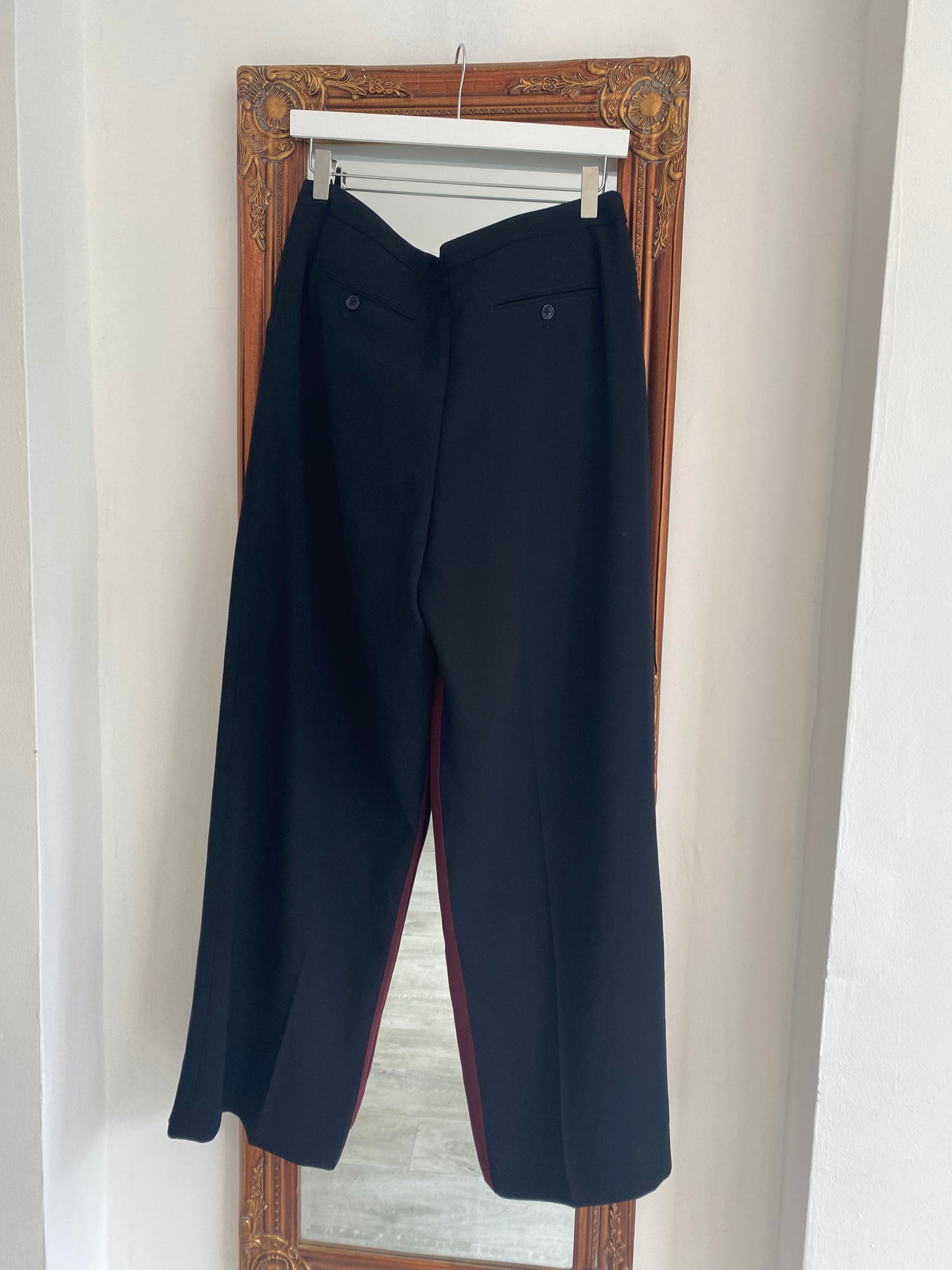 Pure Collection Wide Leg Trousers with burgundy stripe detail Size 12