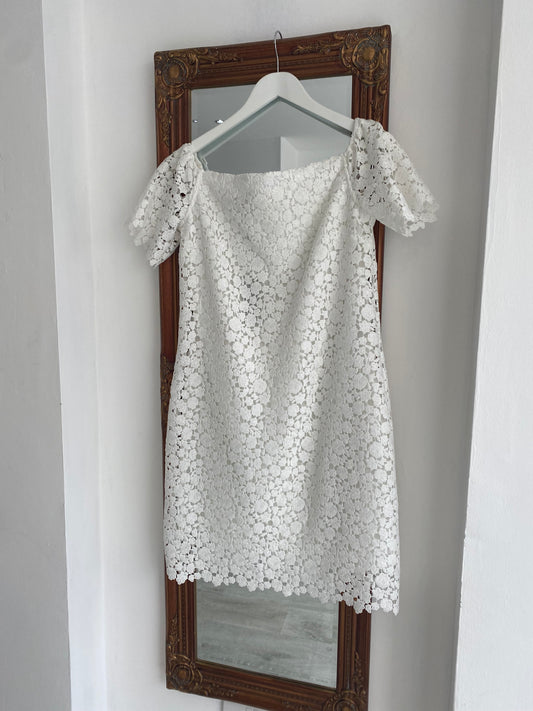 Hobbs White Lace Off Shoulder Dress Size 12