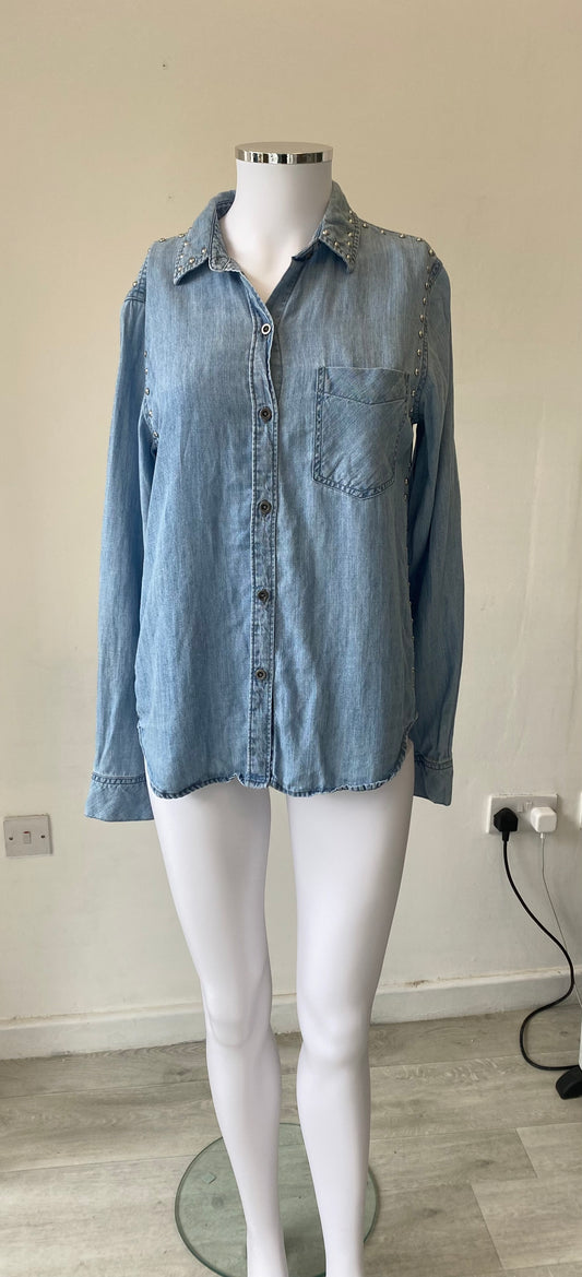 Rails Denim Look Shirt with Stud Details Size 8