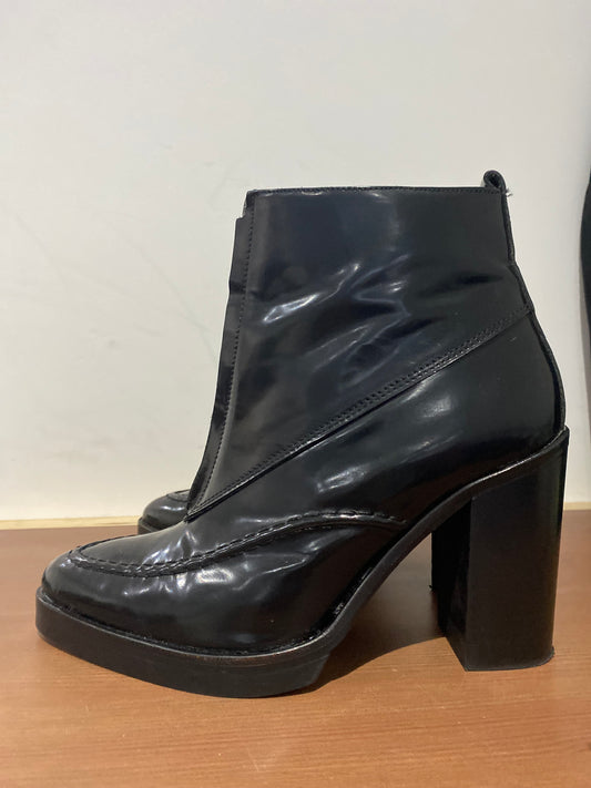 Whistles Black Patent Heeled Ankle Boots Size 7