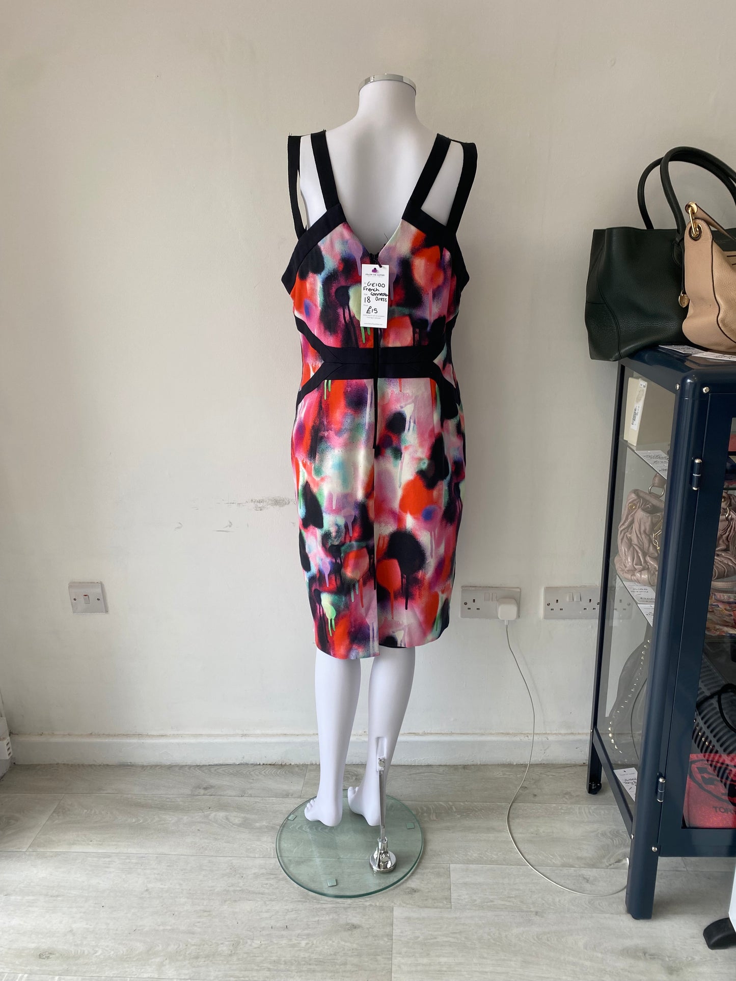 French Connection Paint Print Dress Size 18
