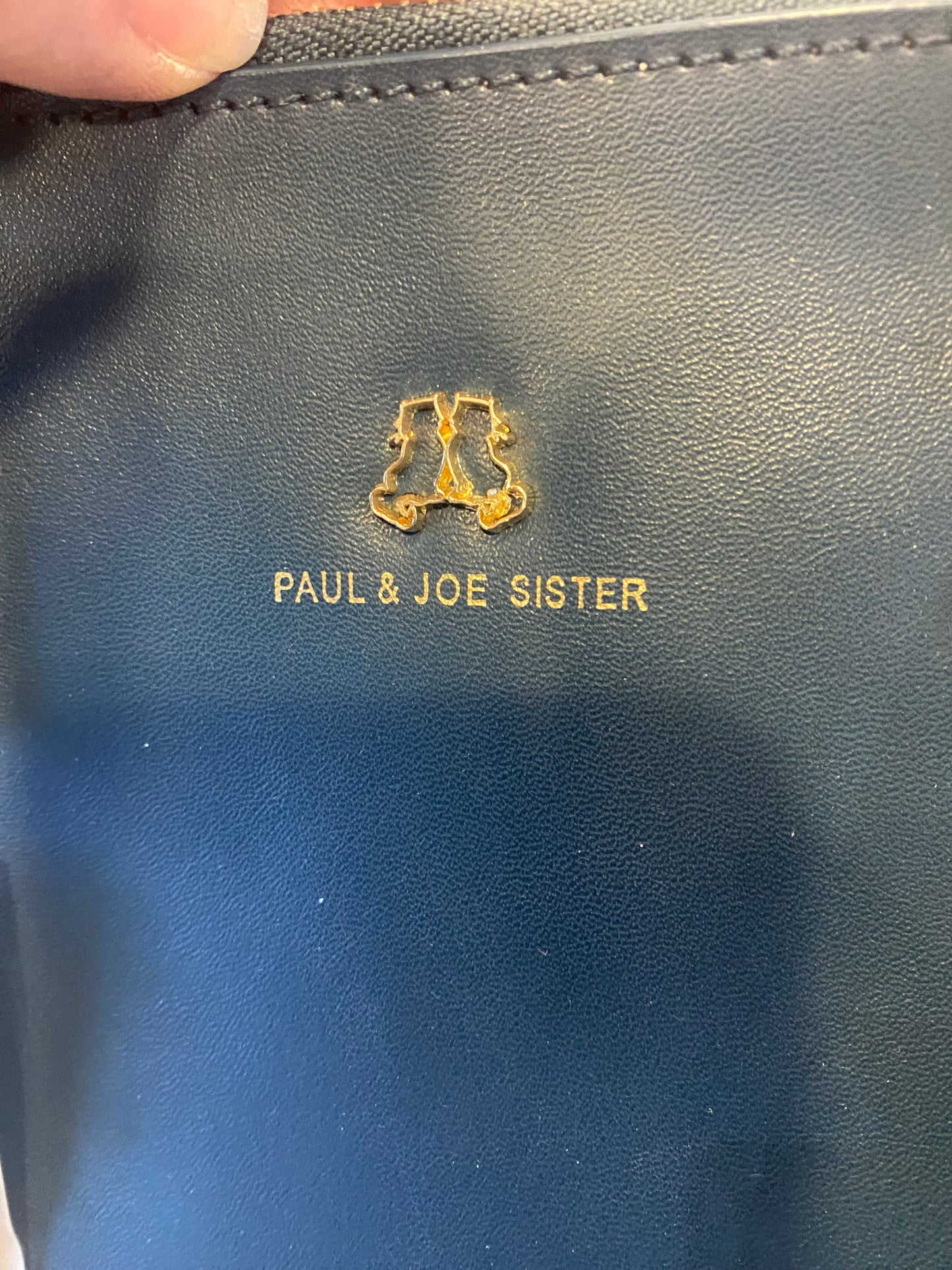 Paul and Joe Dark Blue Leather Handbag with Shoulder Strap Brand New