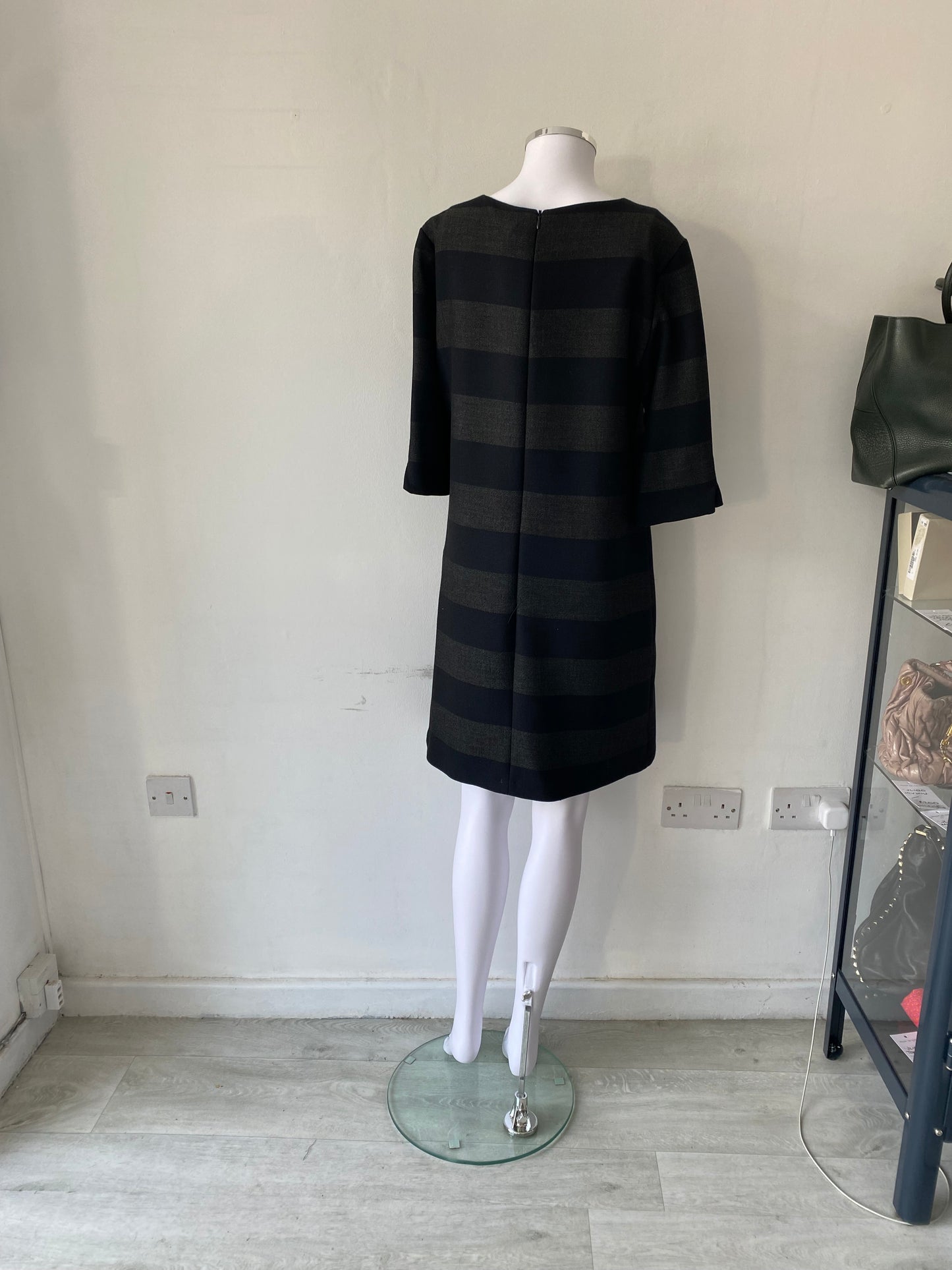 Phase Eight Grey and Black Striped Dress Size 12