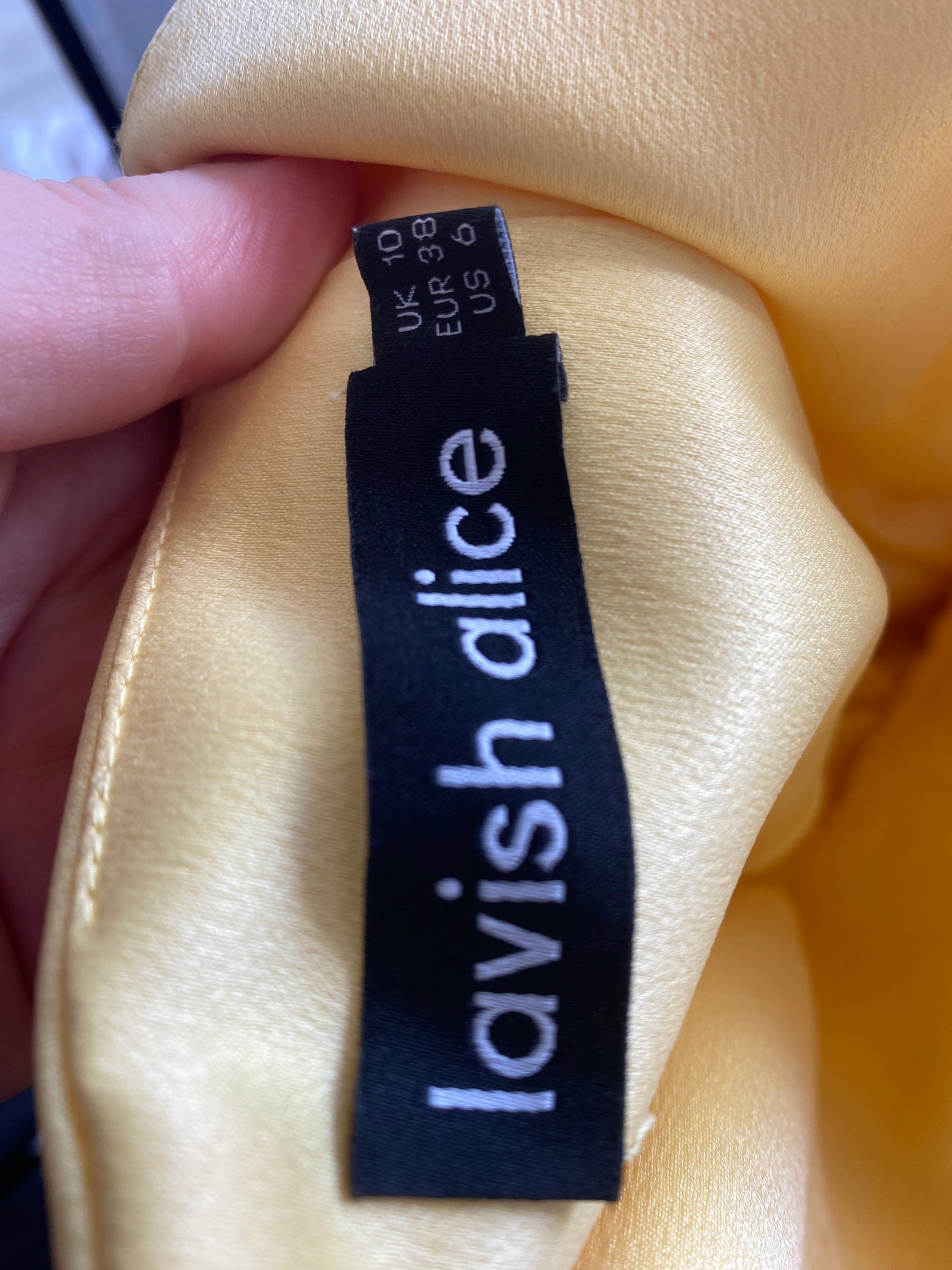 Lavish Alice Yellow Satin Dress Size 10