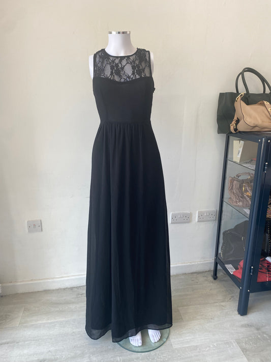 Zara Black Maxi Dress with Lace Panel Size Medium