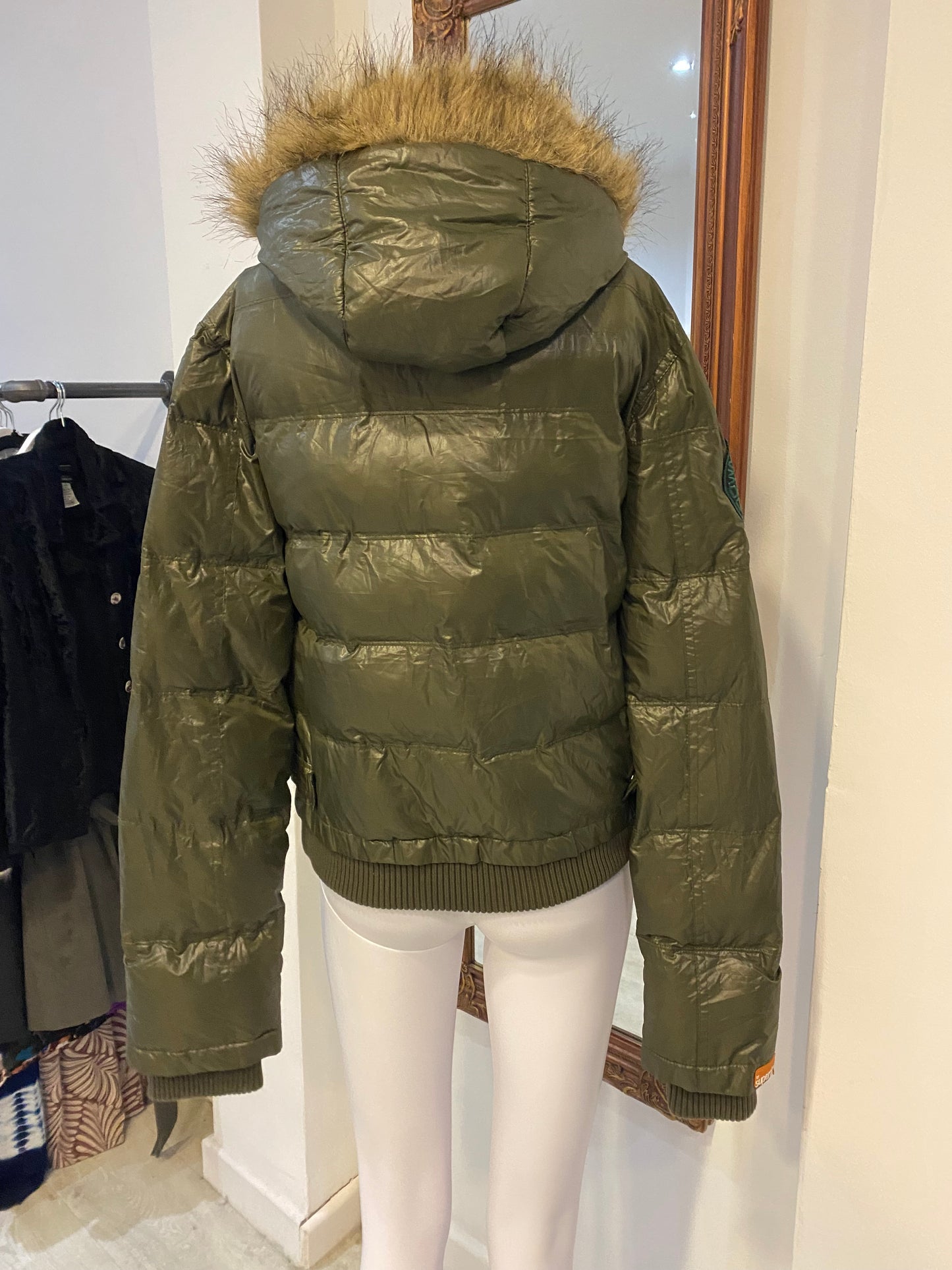 Superdry Olive Green Puffa Coat Size Small 8