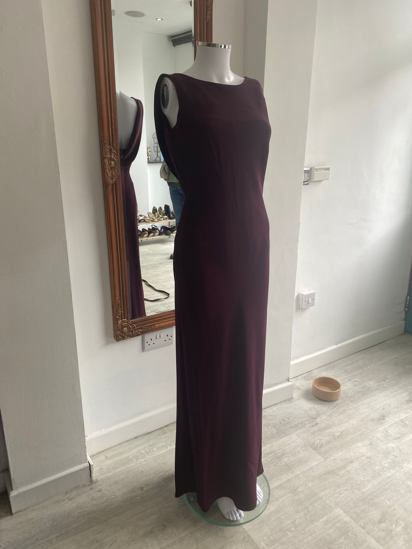 Monsoon Cowl Back Dress Maroon Size 10