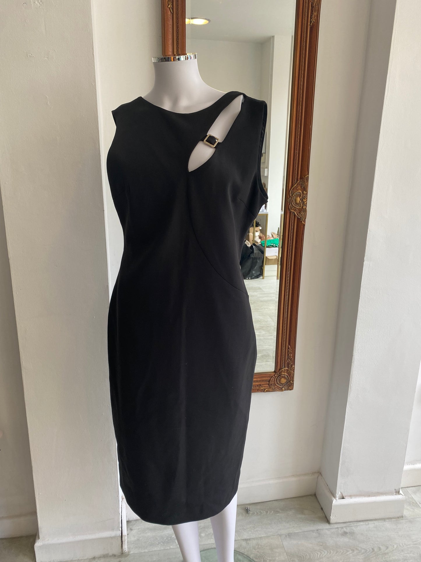 Karen Millen Black Dress with Chain Detail Size 14