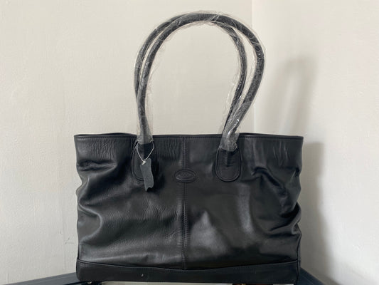 Tods Black Leather Tote Handbag