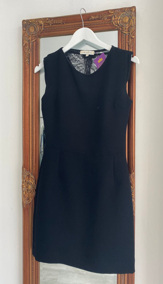 Sandro Black Dress with Lace Back Panel Size 8