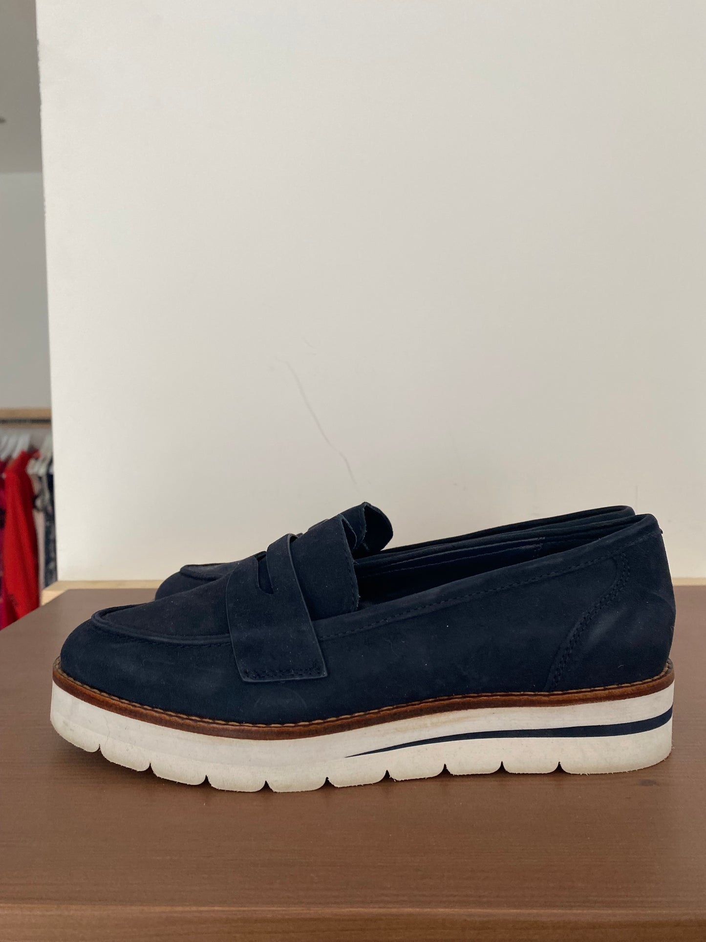 Dune Blue Suede Loafers Size 4