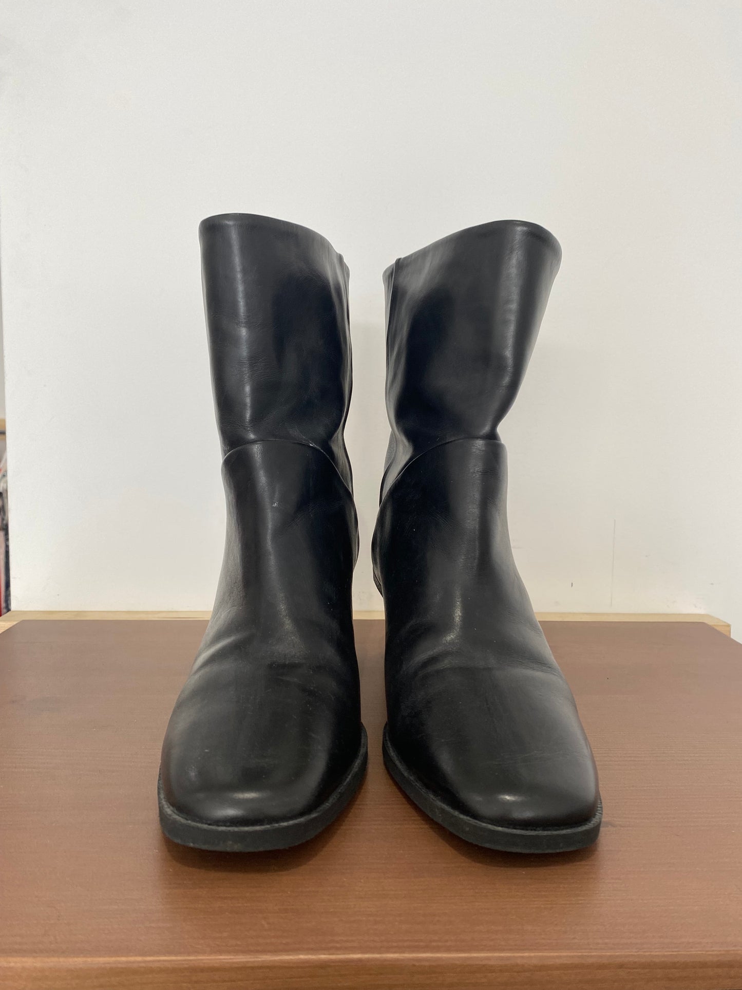 COS Black Leather Calf Length Boots Size 5