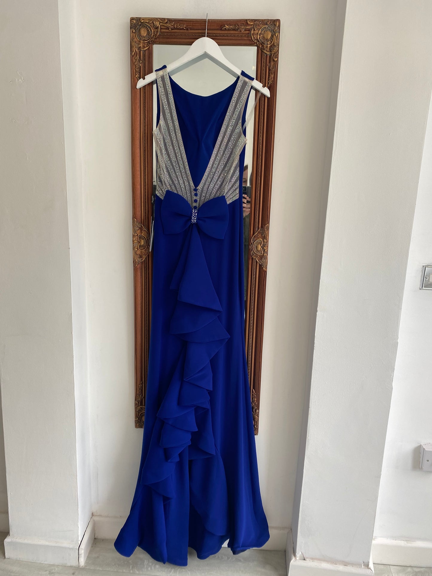 Pia Michi Royal Blue Gown with Bow Detail Prom Dress Size 8