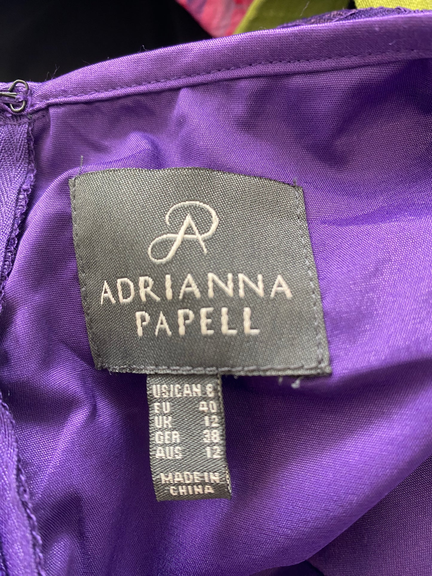 Adrianna Papell Purple Lace Dress Size 12