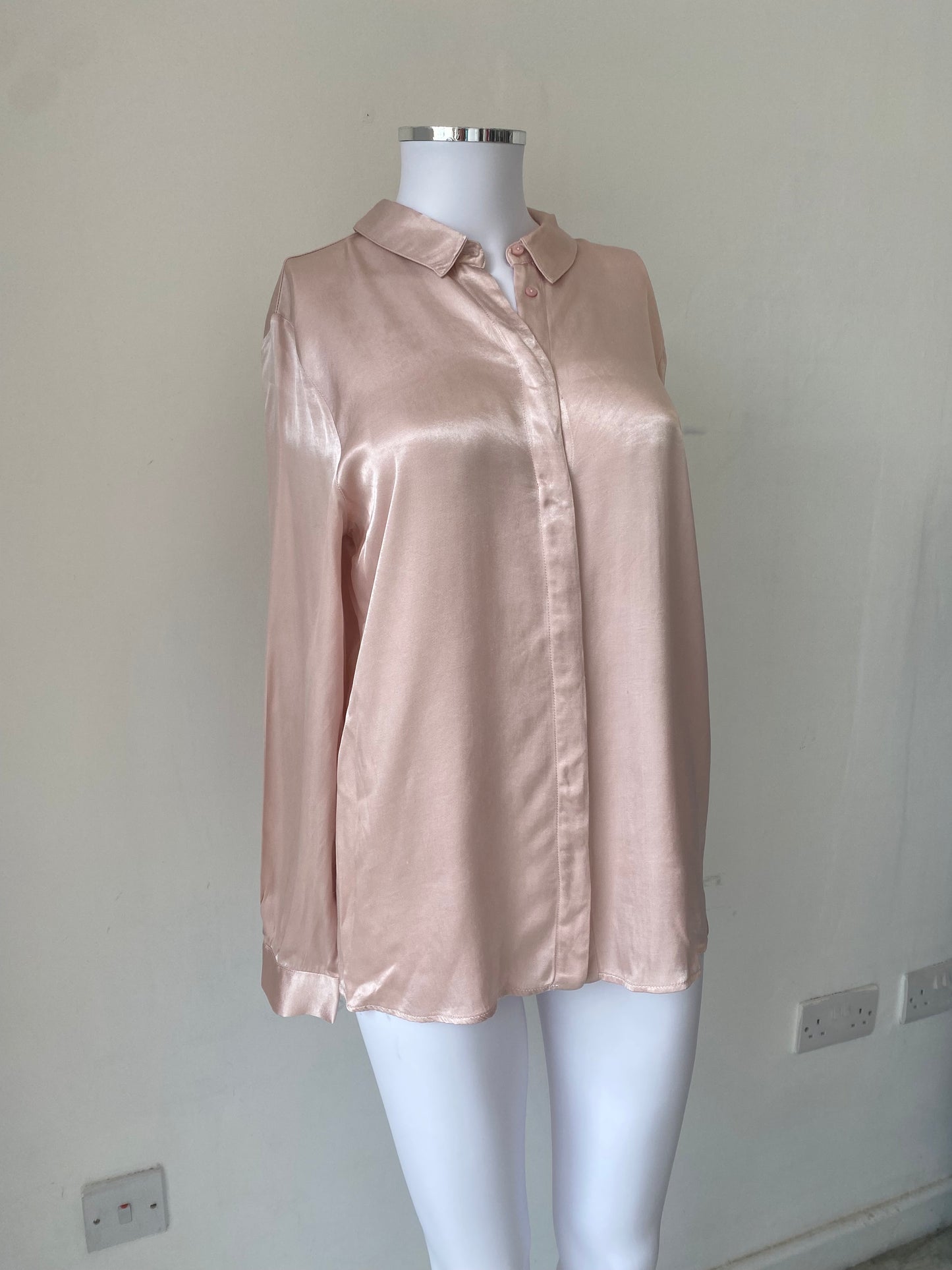 Zara Pink Silk Feel Blouse Size Small 8-10