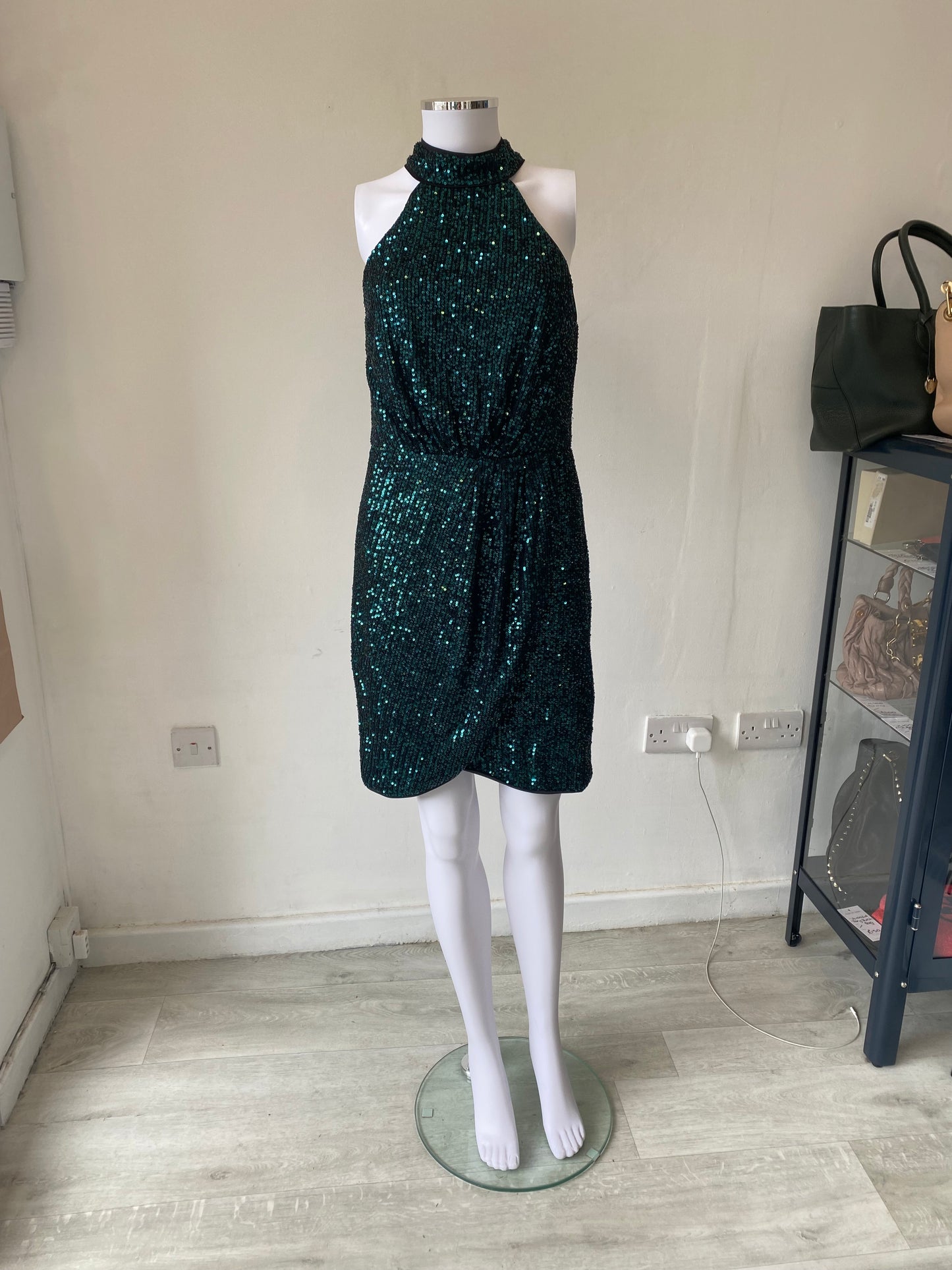 Lipsy Green Sequin Dress Size 16