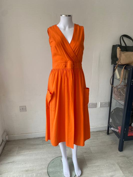 Michelle Keegan Orange Linen Dress Size Small 8-10