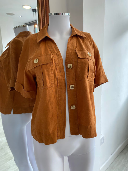 Whistles Linen Orange Shacket Size 8