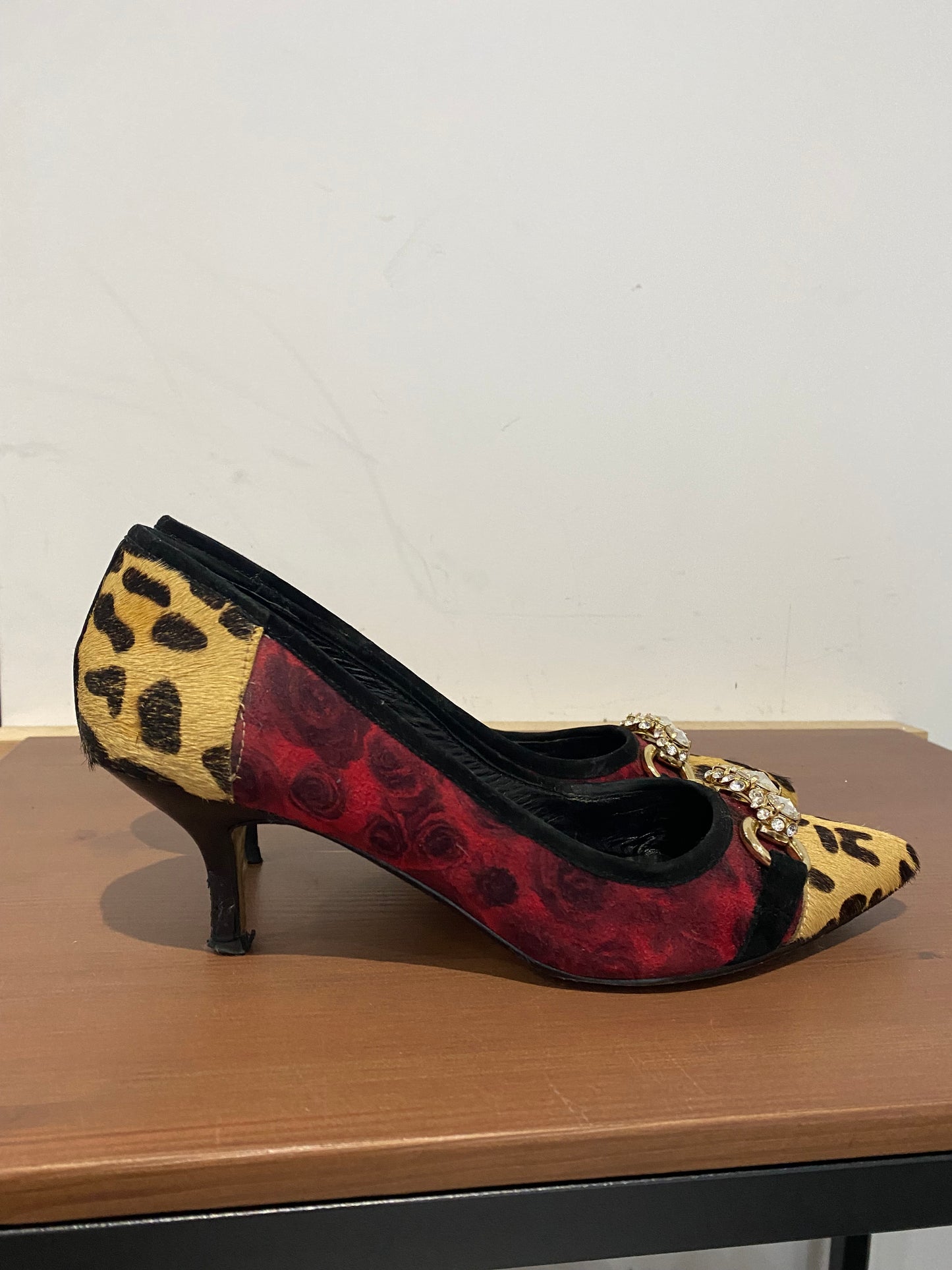 Russell and Bromley Beverley Feldman Leopard Print Contrast Heels with box Size 5.5