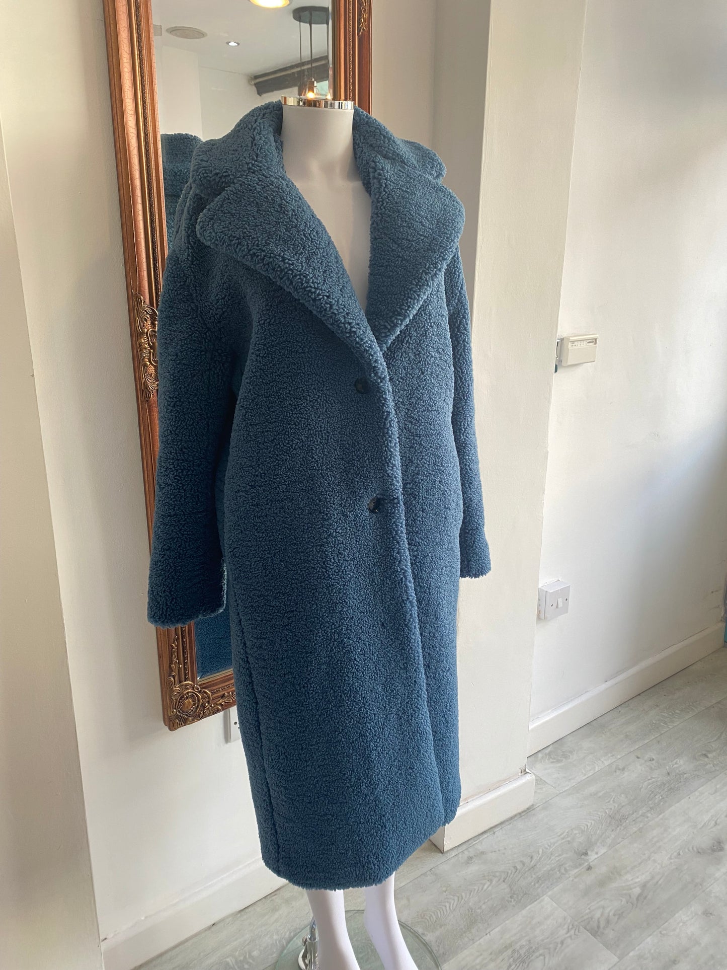 Zara Colbert Blue Teddy Coat Size Small 8-10