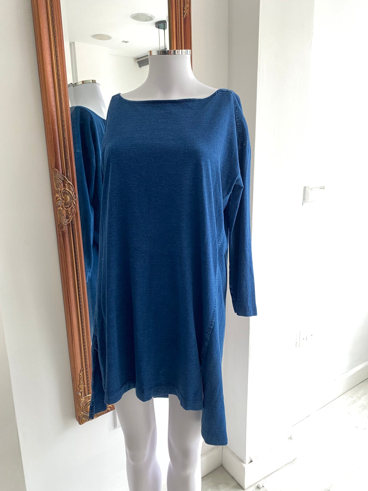 Toast Blue Denim Look Tunic Top Size 12 100% Cotton