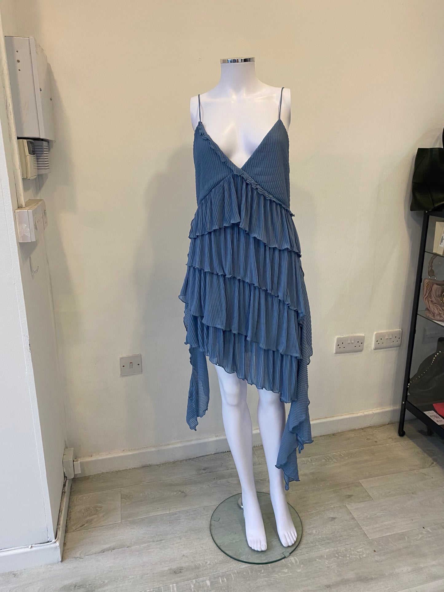 Zara Blue Pleated Dress Size 12
