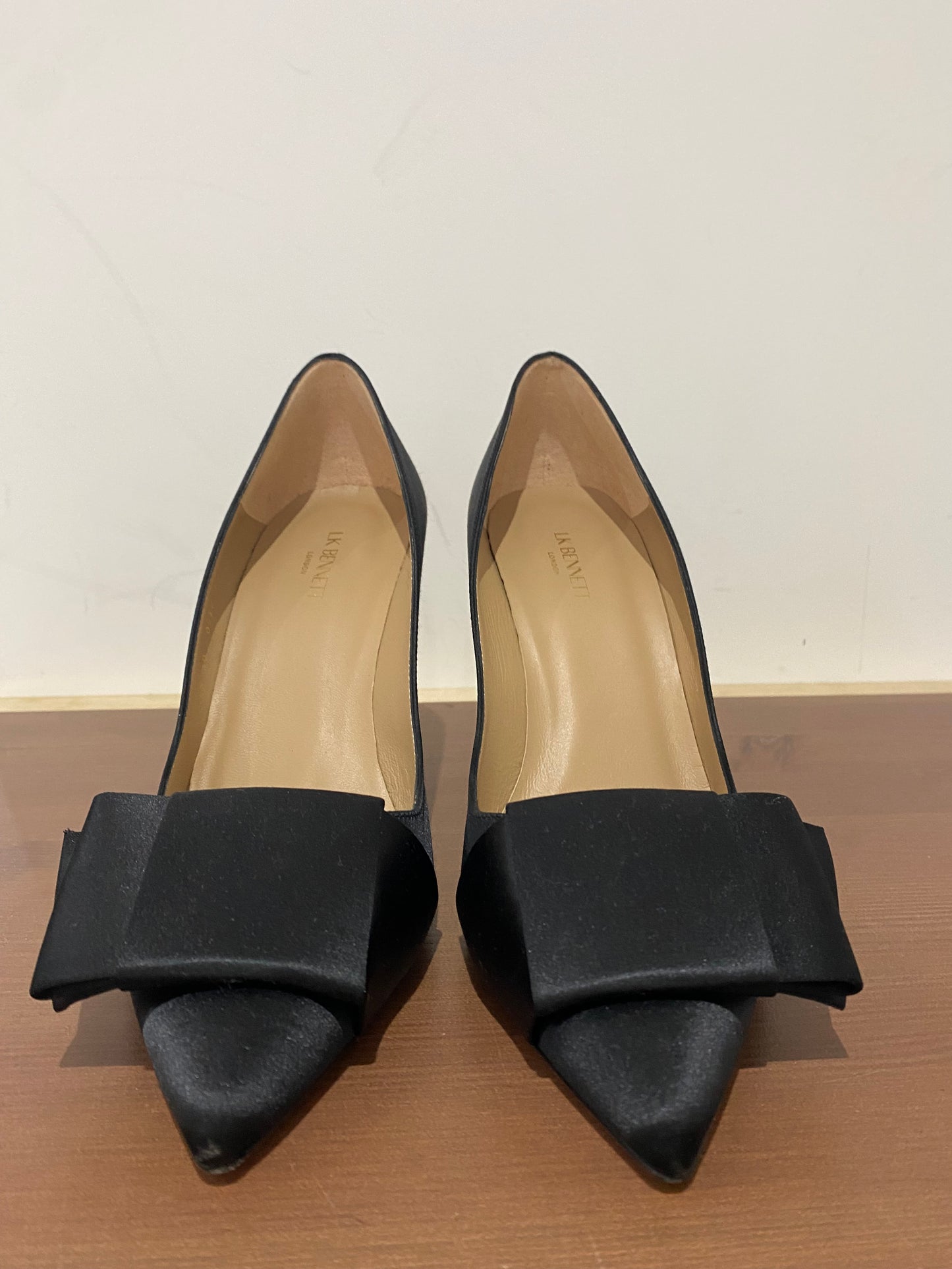 LK Bennett Black Fabric Shoes with Bow Detail Size 7