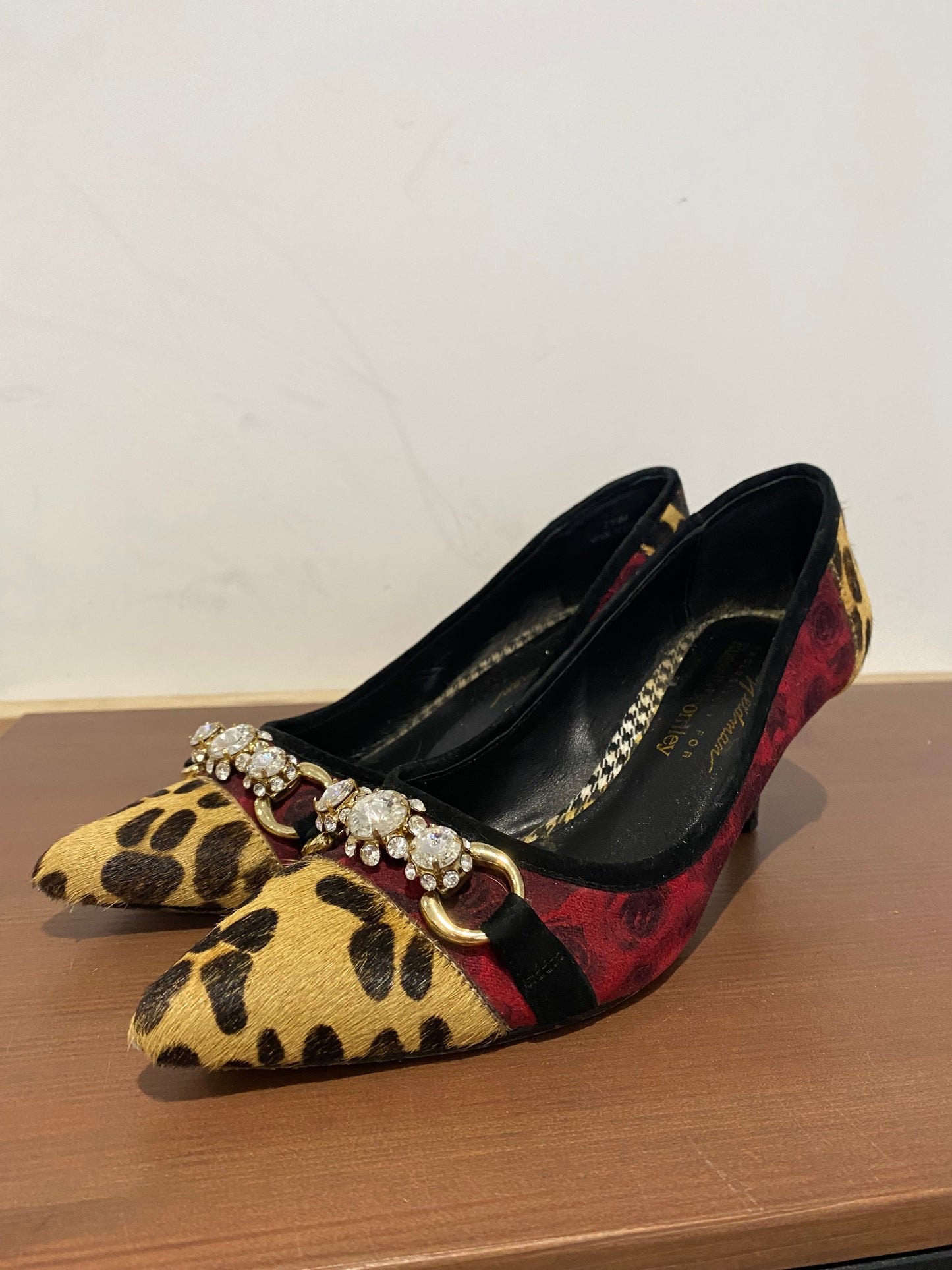 Russell and Bromley Beverley Feldman Leopard Print Contrast Heels with box Size 5.5