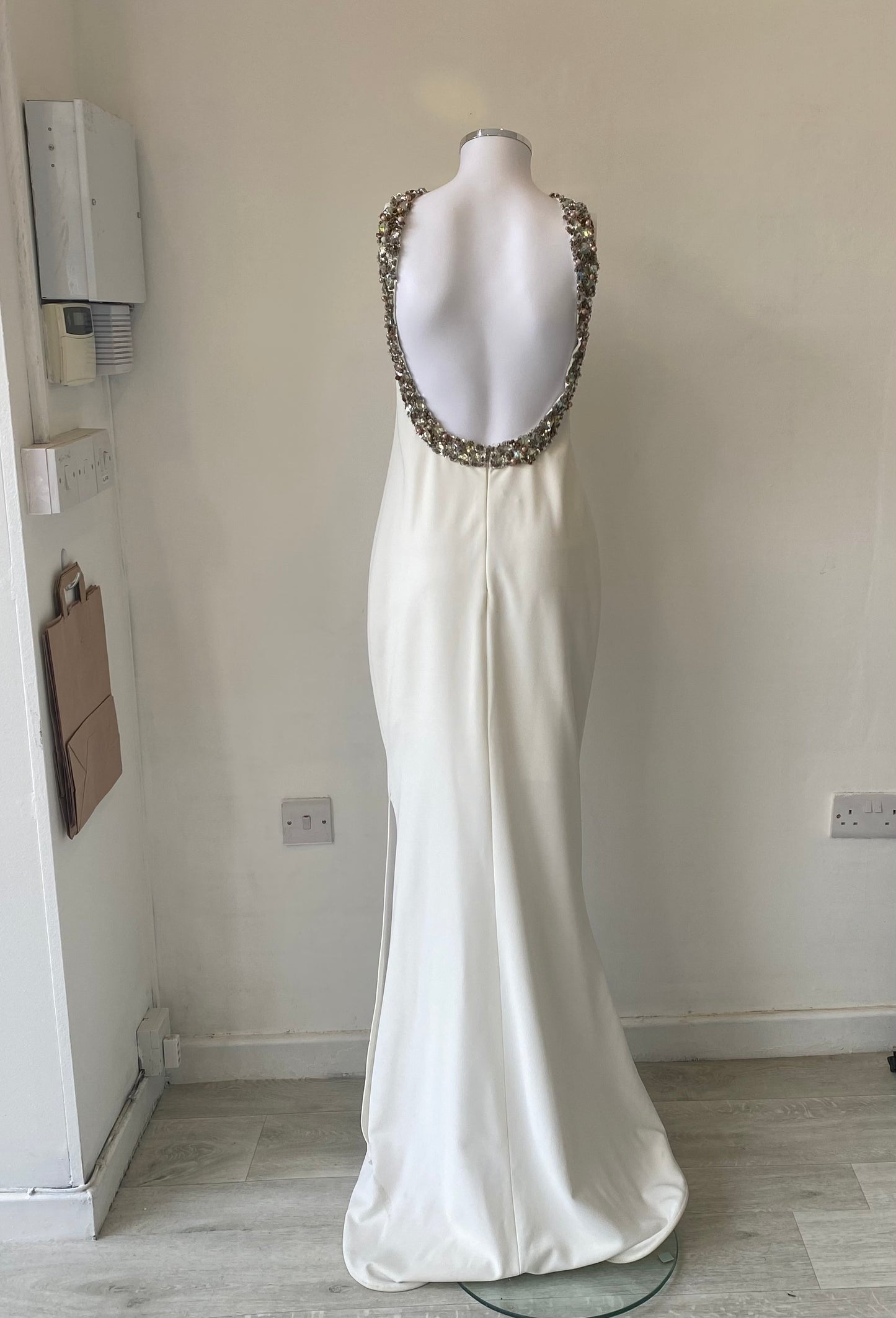 Pia Michi White Full Length Gown Prom Dress Size 12