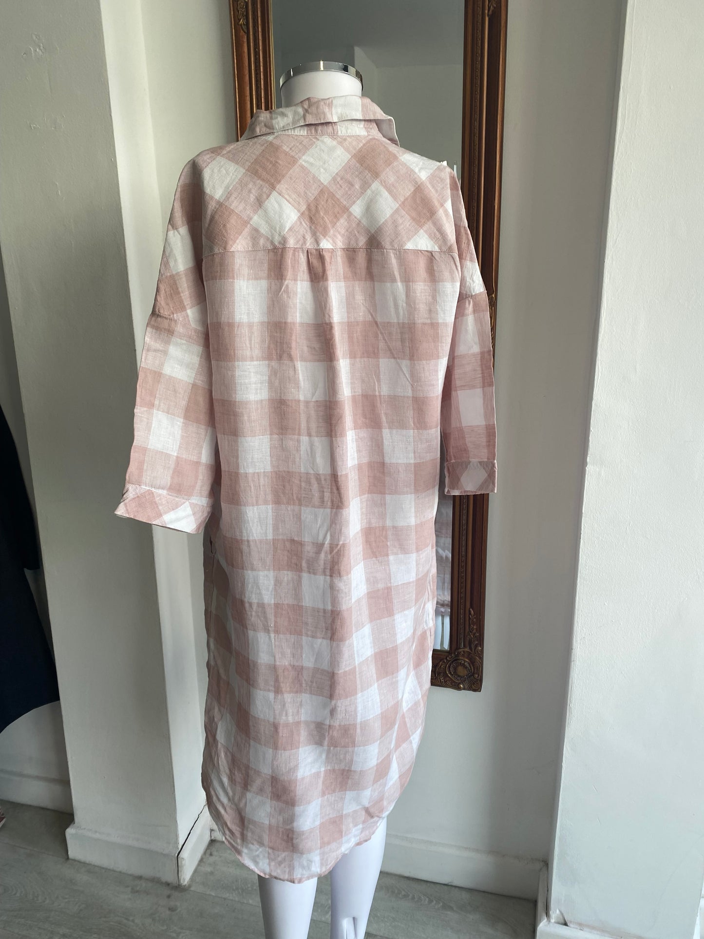 Whistles Pink Striped Linen Dress Size Small 8-10