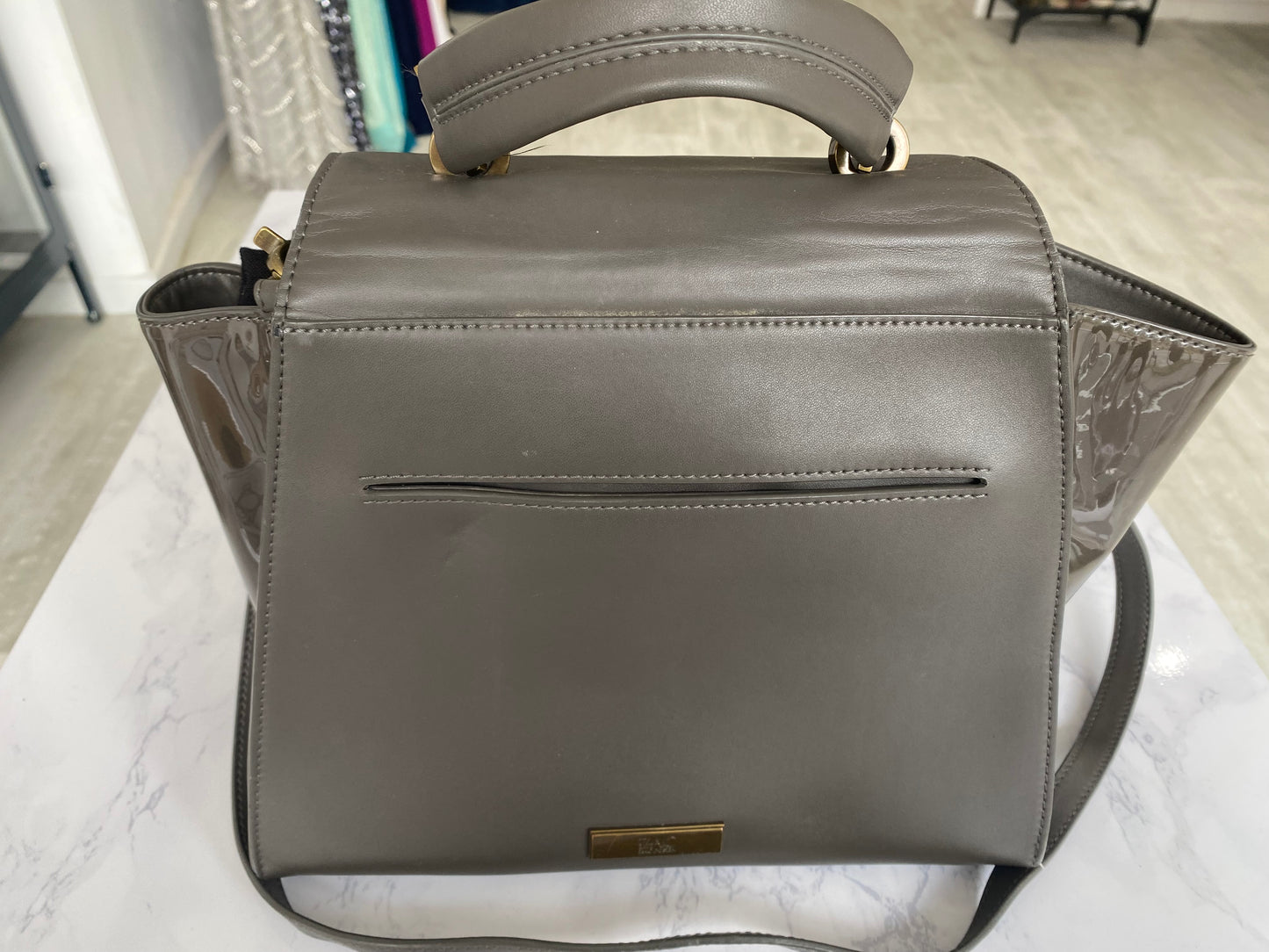 Zac Posen Grey Leather Handbag with crossbody strap