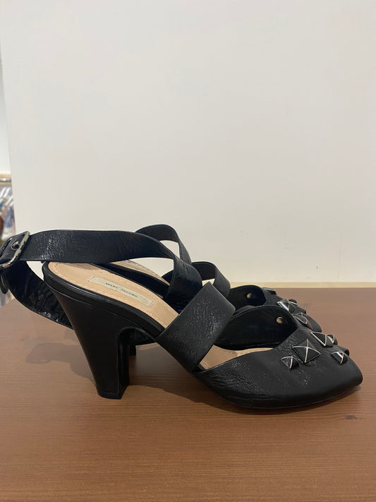 Marc Jacobs Black Leather Studded Shoes Size 7 (fit like a 6.5)