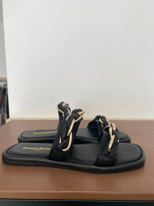 Russell and Bromley Black Leather Chain Sliders Size 5