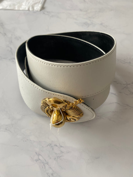 Stephen Collins Cream Leather Belt