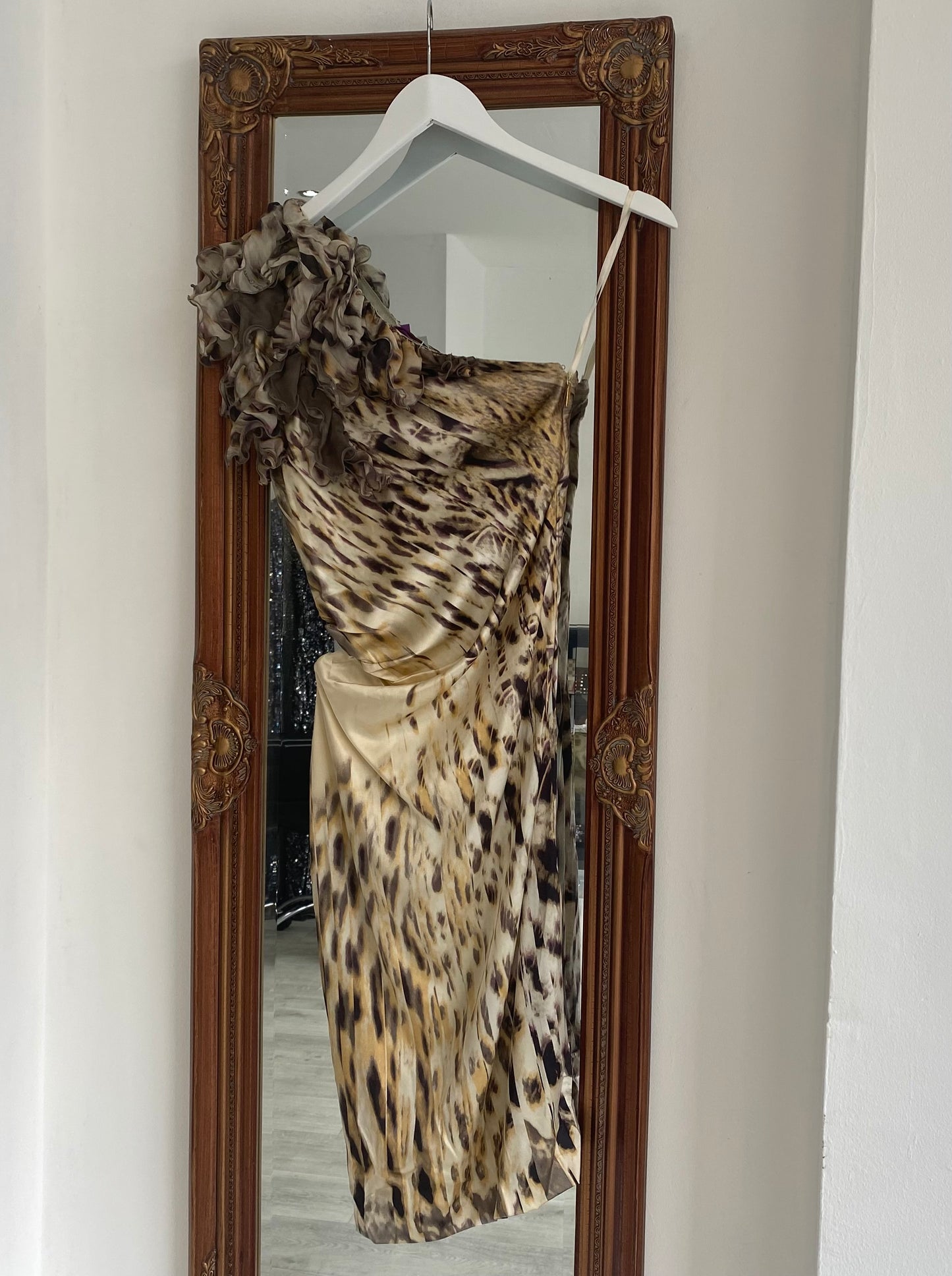 Roberto Cavalli Leopard Print Silk Dress Size 6