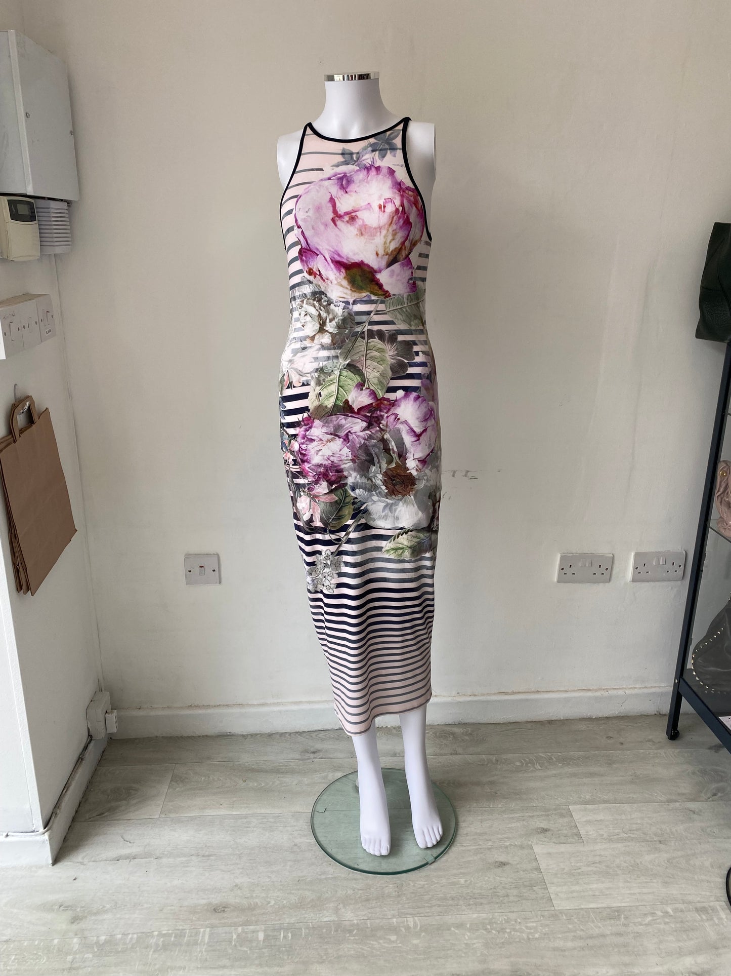 Ted Baker Striped Maxi Dress Size 8