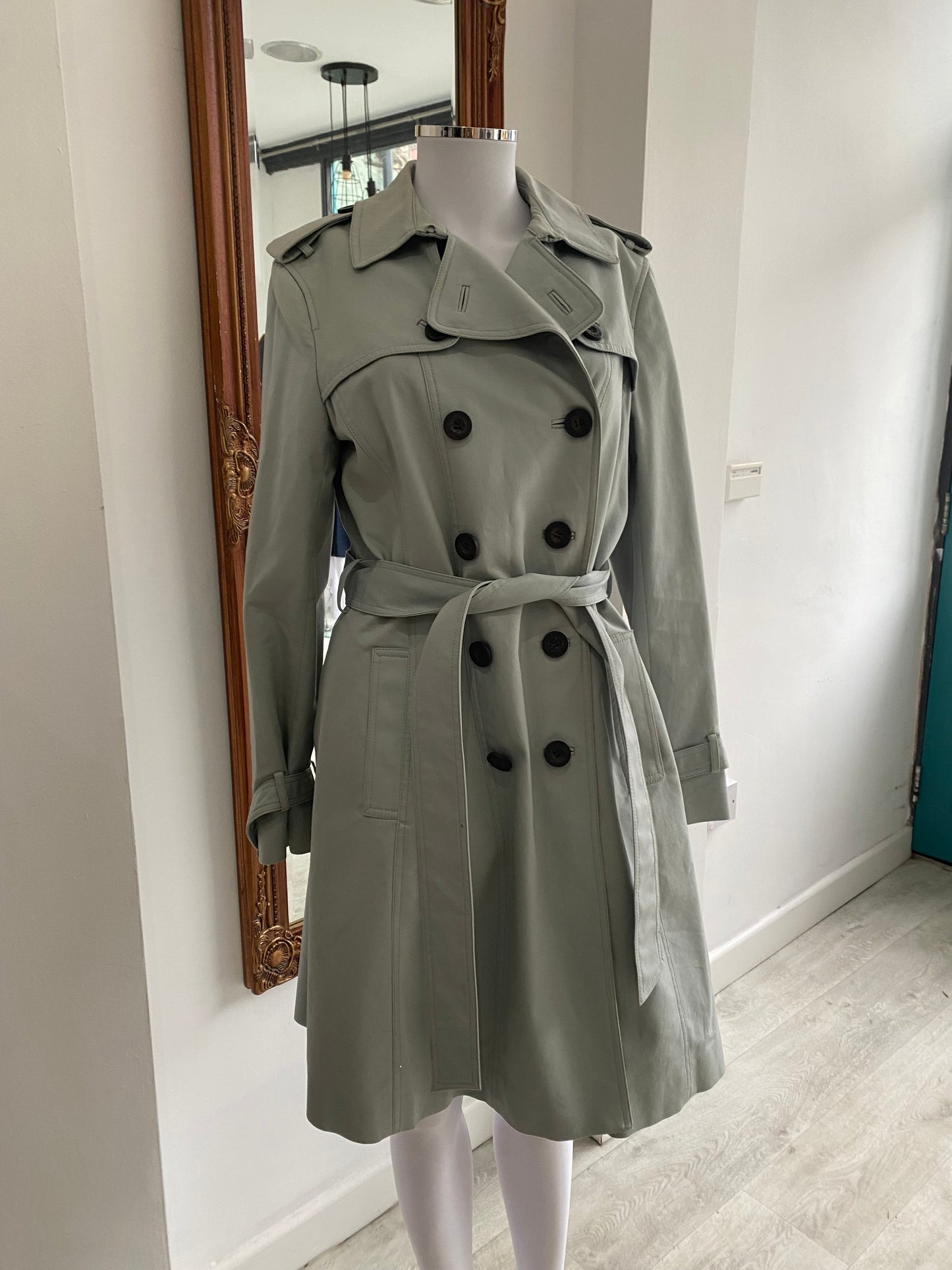 Hobbs Light Grey Trench Coat Size 12