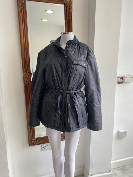 Planet Dark Grey Barbour-Style Belted Coat Size 10