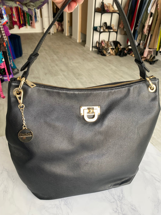 DKNY Black Leather Shoulder Bag