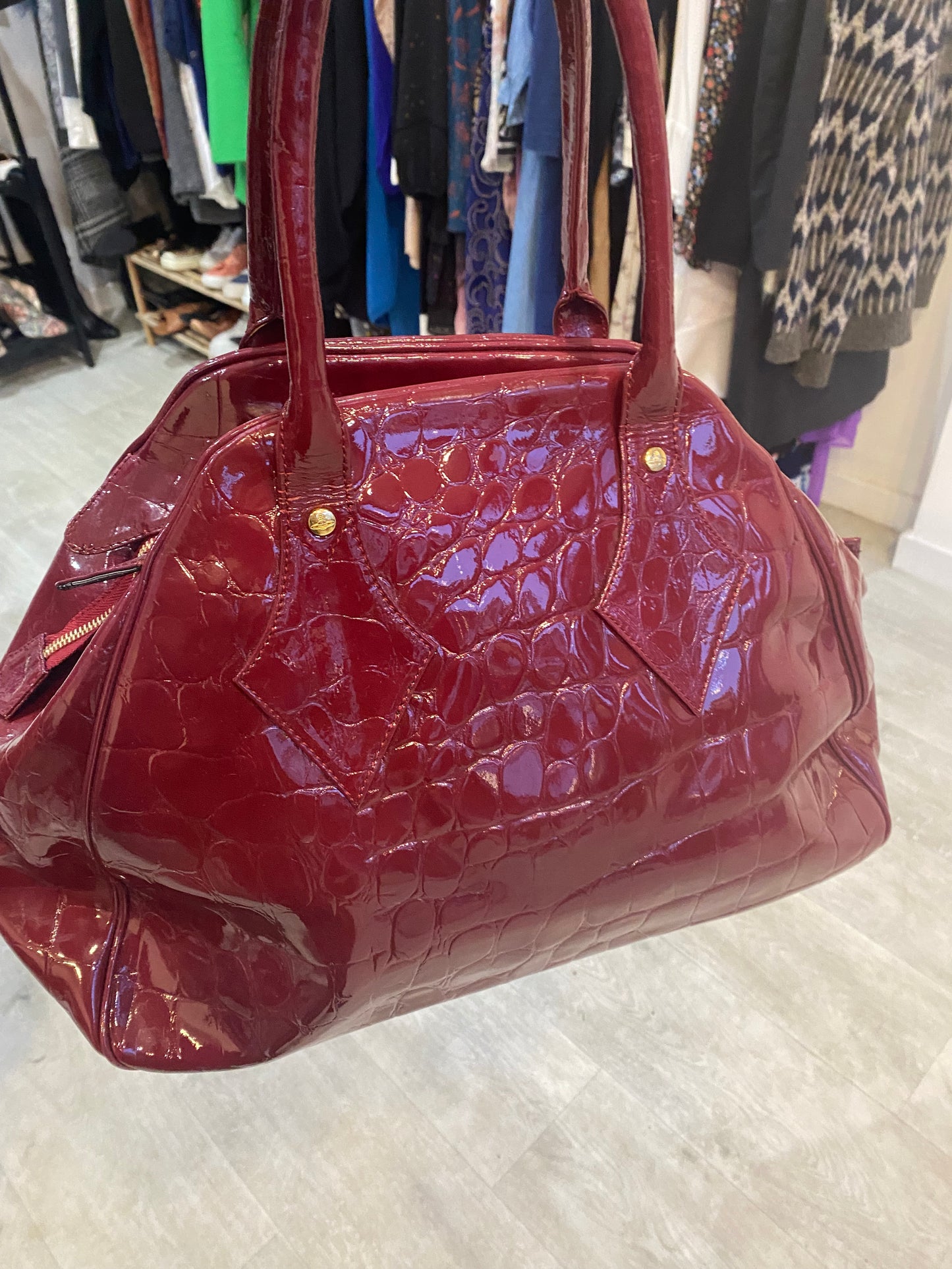 Vivienne Westwood Red Patent Leather Crimson Handbag with Dust at