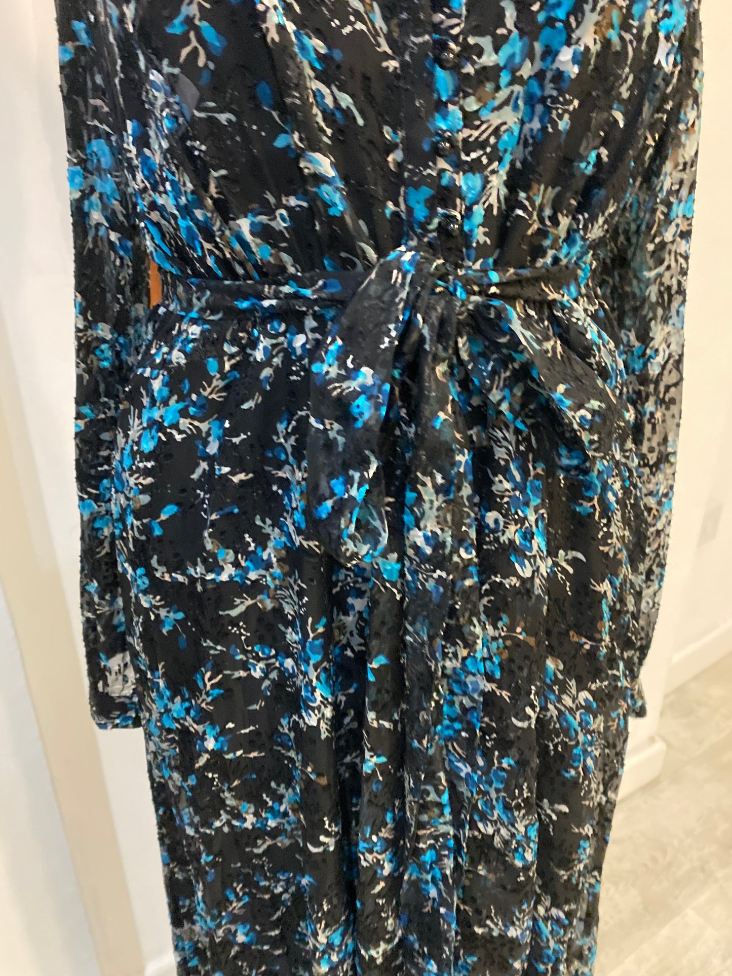 LK Bennett Velvet Detail Patterned Dress with Slip Dress Size 16