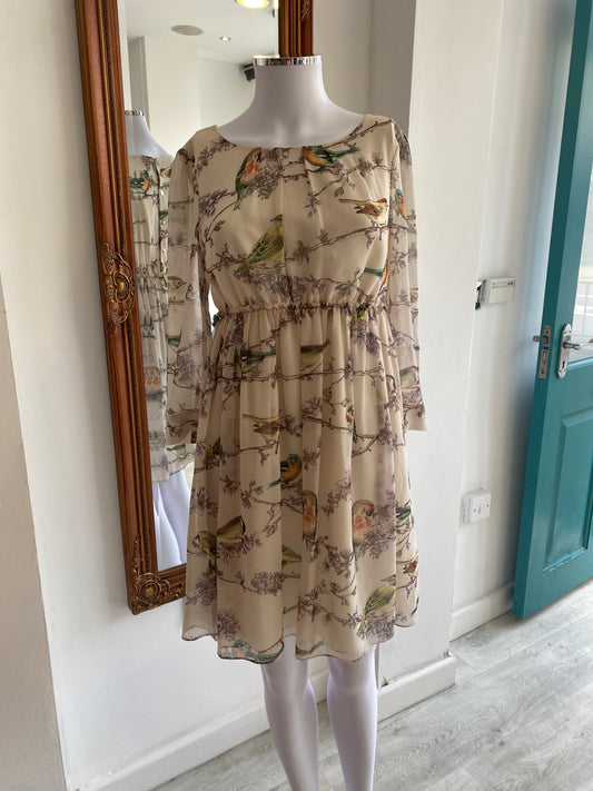 Ted Baker Bird Print Dress Size 8