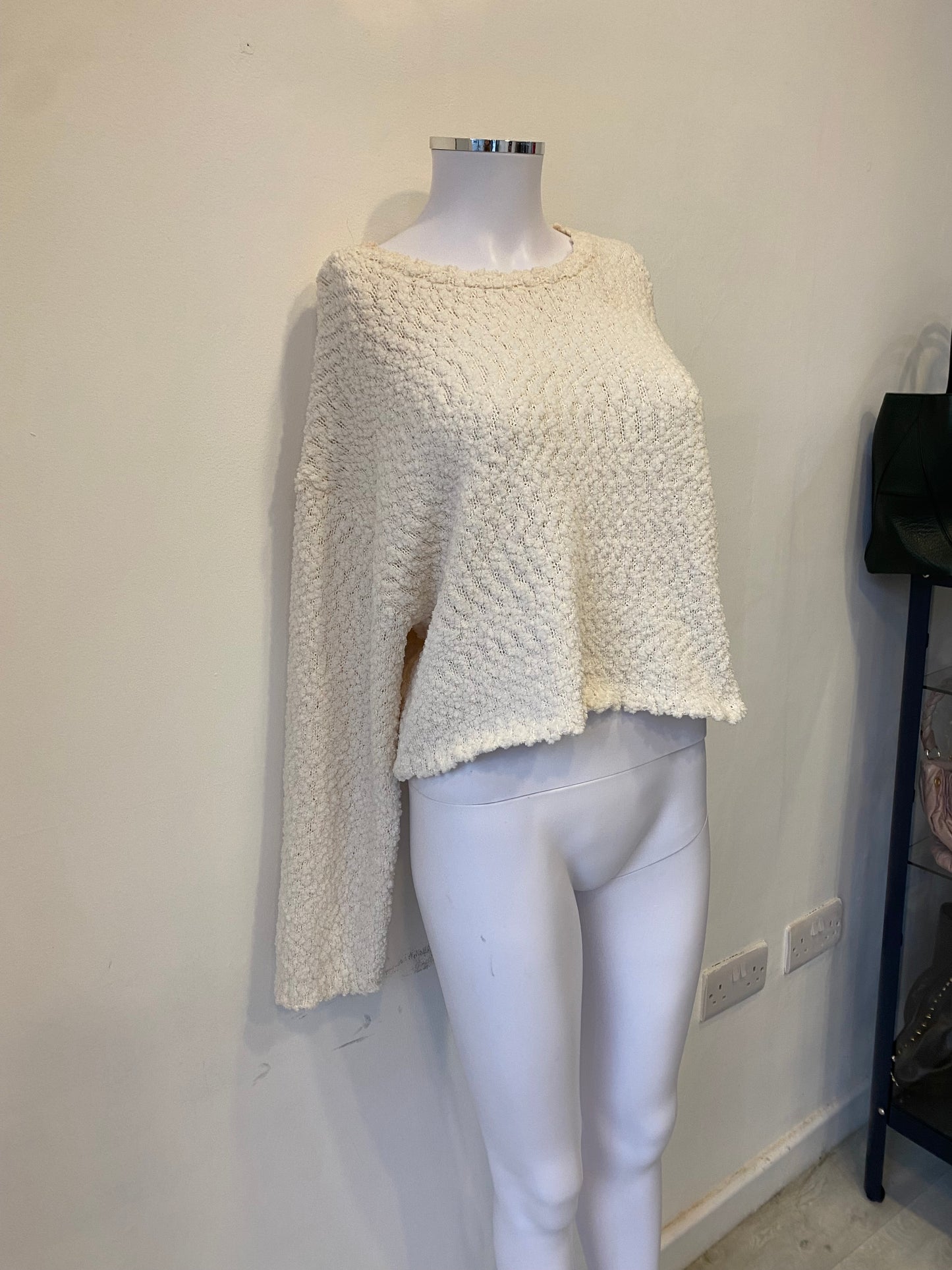 Zara White Chenille Jumper Size M