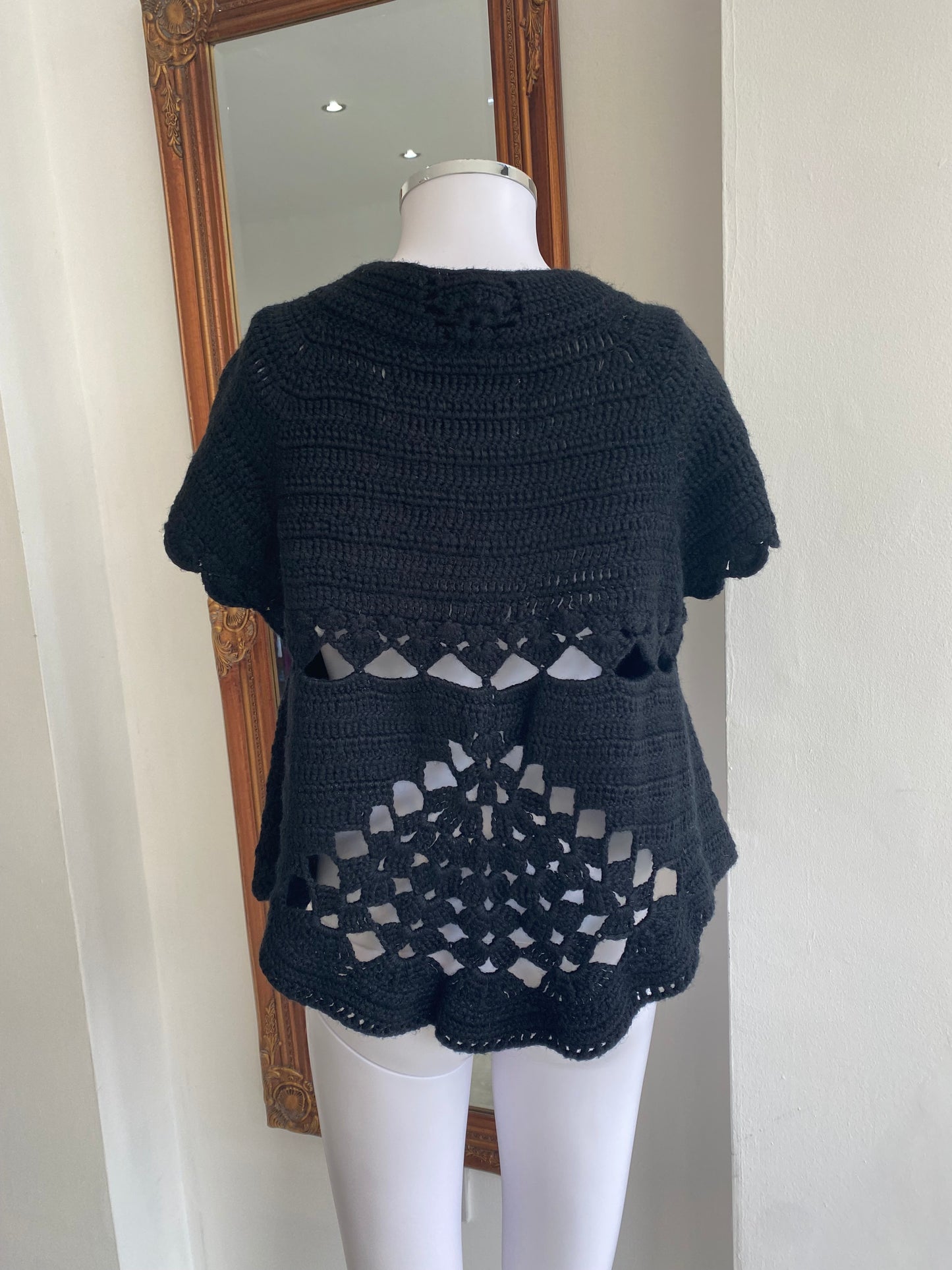 By Marlene Birger Black Knit Bolero Cardigan Size 14