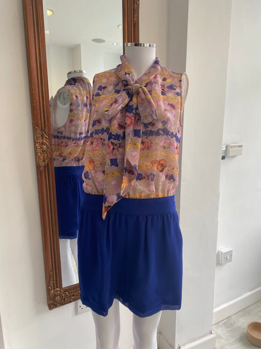 Ted Baker Floral and Blue Playsuit Size 10