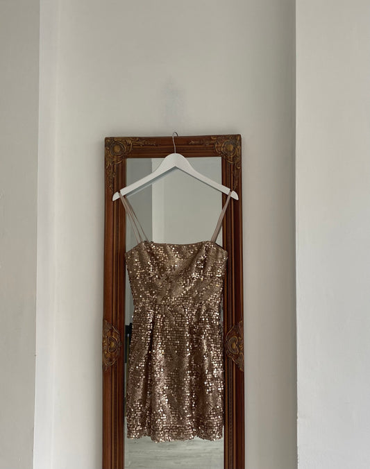 BCBG Gold Sequin Dress Size 6