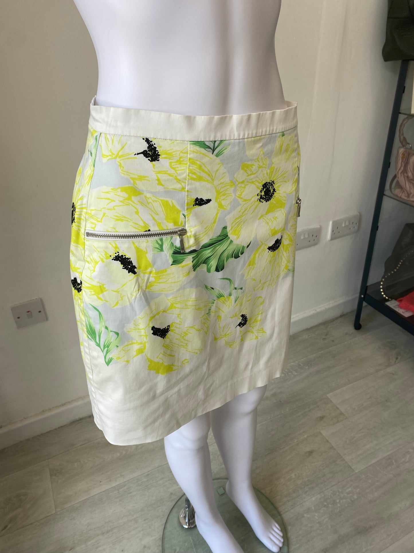 French Connection Yellow Floral Skirt Size 10