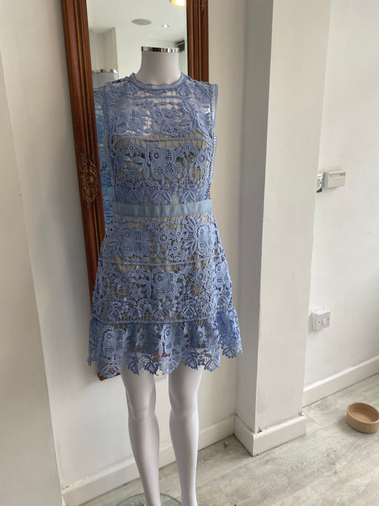 Self Portrait Blue Lace Dress Size 10-12